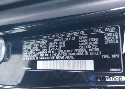 2021 Volvo Xc60 T5 Inscription z USA, uszkodzony, nr VIN YV4102RL5M1695828